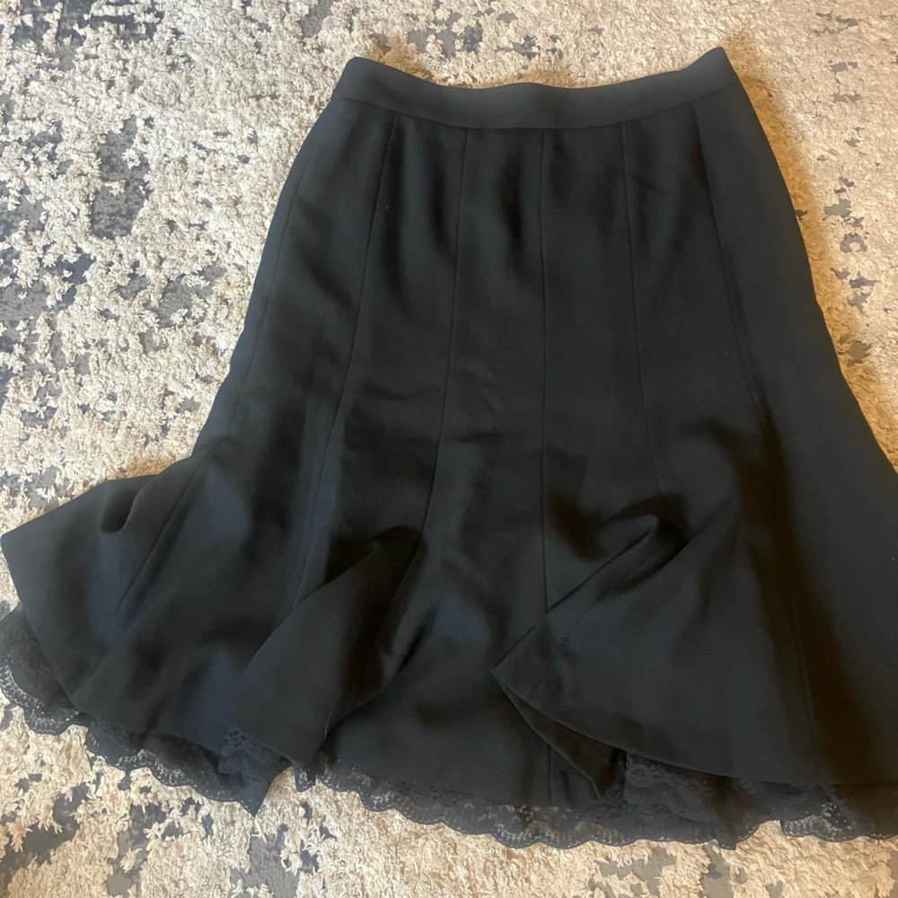 Anne Taylor black wool skirt with lace detail